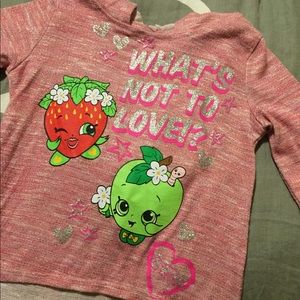 Shopkins lightweight hoodie with hi low desgin